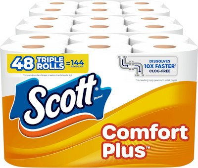 Scott ComfortPlus Double Roll Toilet Paper 48-Pack for $18 + free shipping w/ Prime