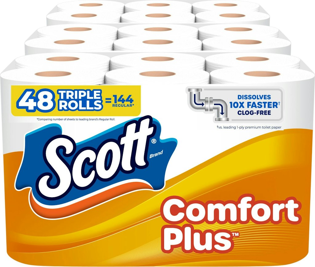 Scott ComfortPlus Double Roll Toilet Paper 48-Pack: $18