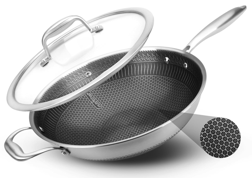 NutriChef Stainless Steel Tri-Ply 12" Wok: $39