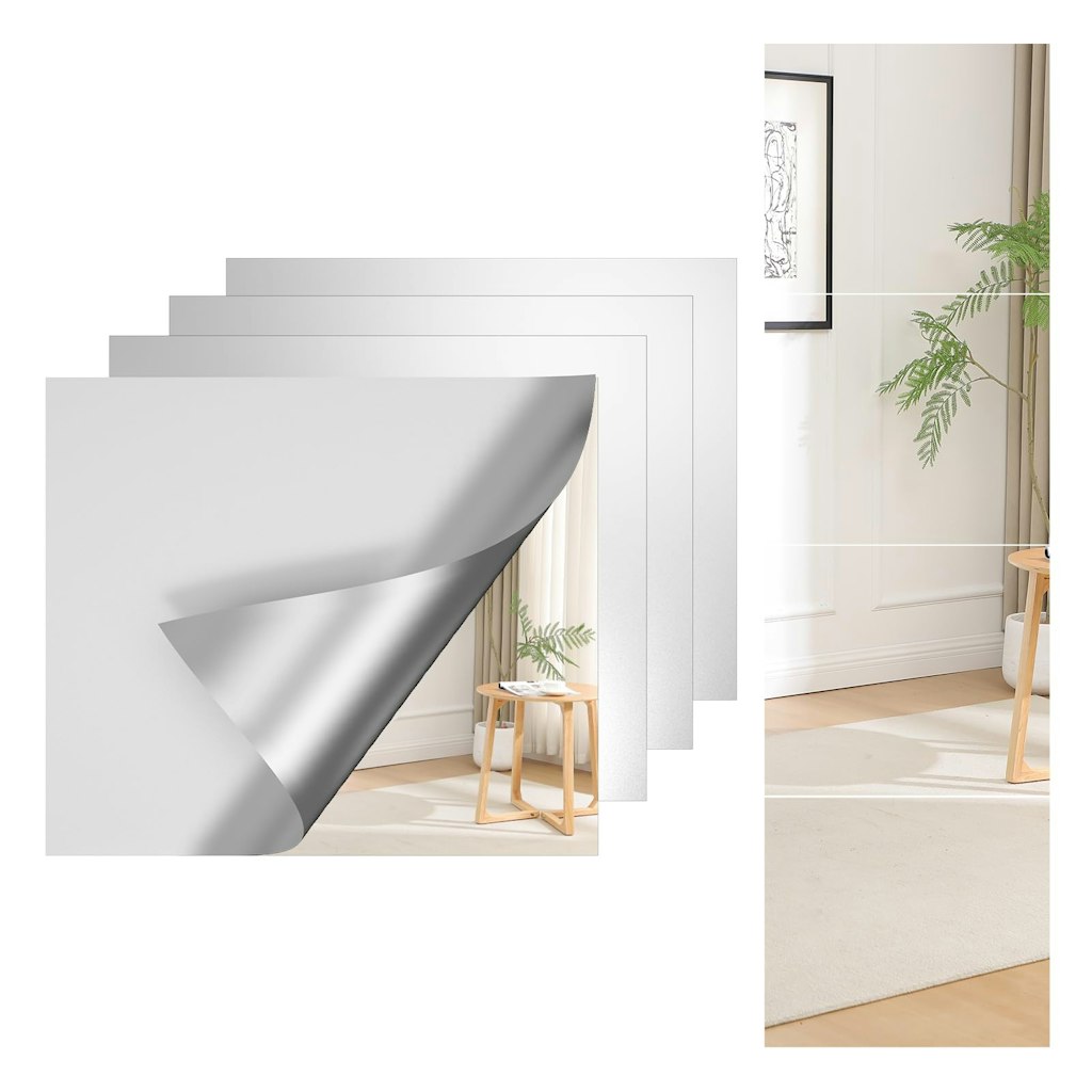 Dumos 16" x 12" HD Glass Wall Mirror Tiles 4-Pack: $18