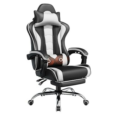 Yaheetech Gaming Chair with Footrest and Massage Lumbar Pillow for $76 + free shipping