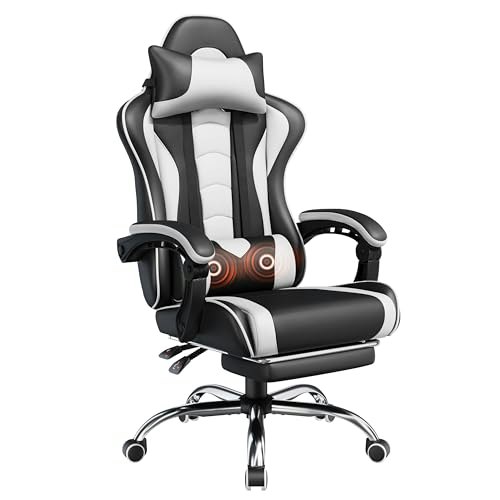 Yaheetech Gaming Chair with Footrest and Massage Lumbar Pillow: $75.99