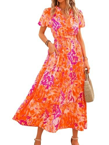 Mascomoda Women's Short Sleeve Floral Maxi Dress: $31.40