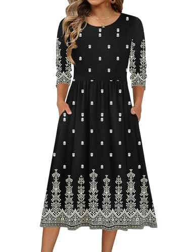 Zeagoo 3/4 Sleeve Floral A-Line Midi Dress: $30.58 Zeagoo 3/4 Sleeve Floral A-Line Midi Dress: $30.58