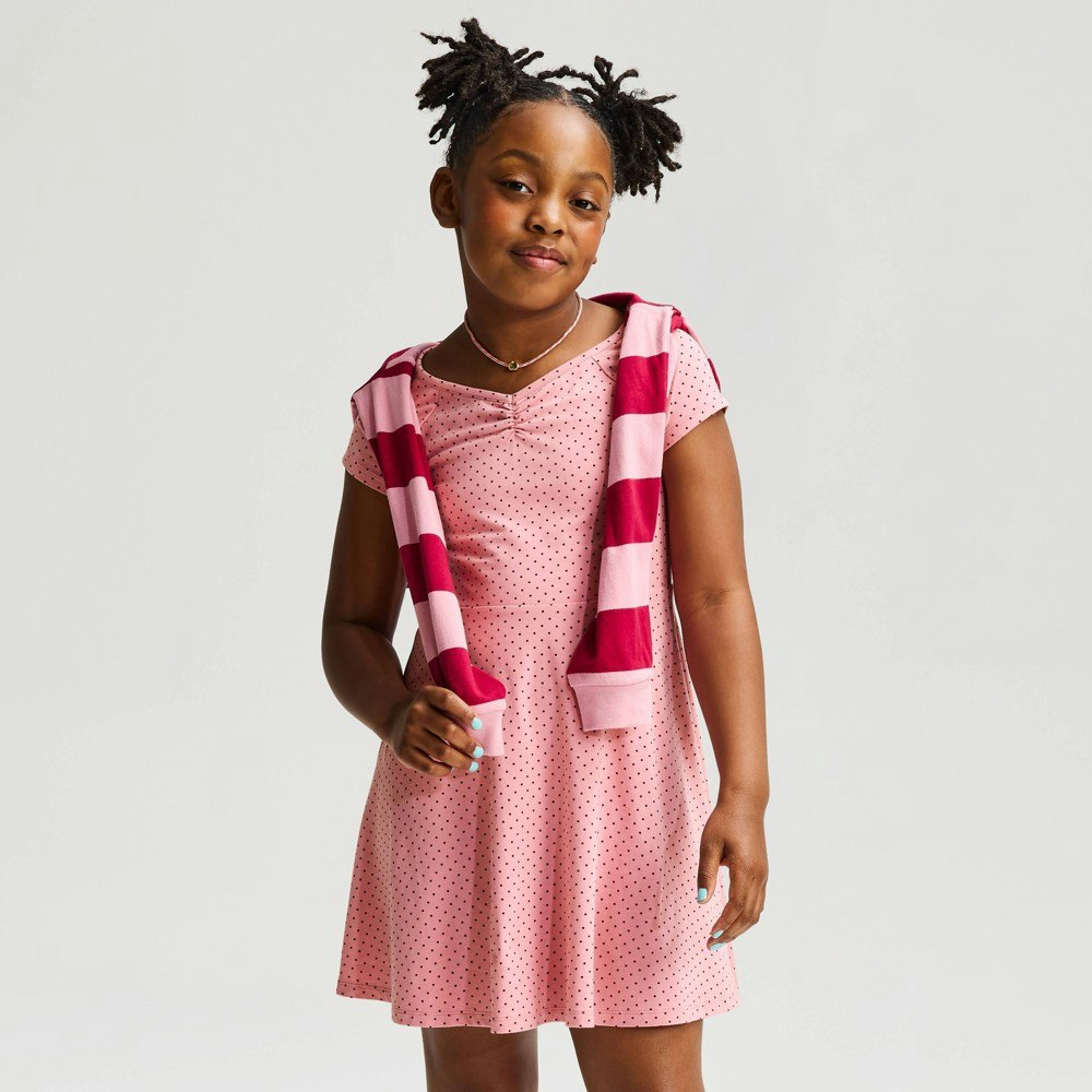 Cat & Jack Girls' Short Sleeve Polka Dot Knit Dress: $15 Cat & Jack Girls' Short Sleeve Polka Dot Knit Dress: $15