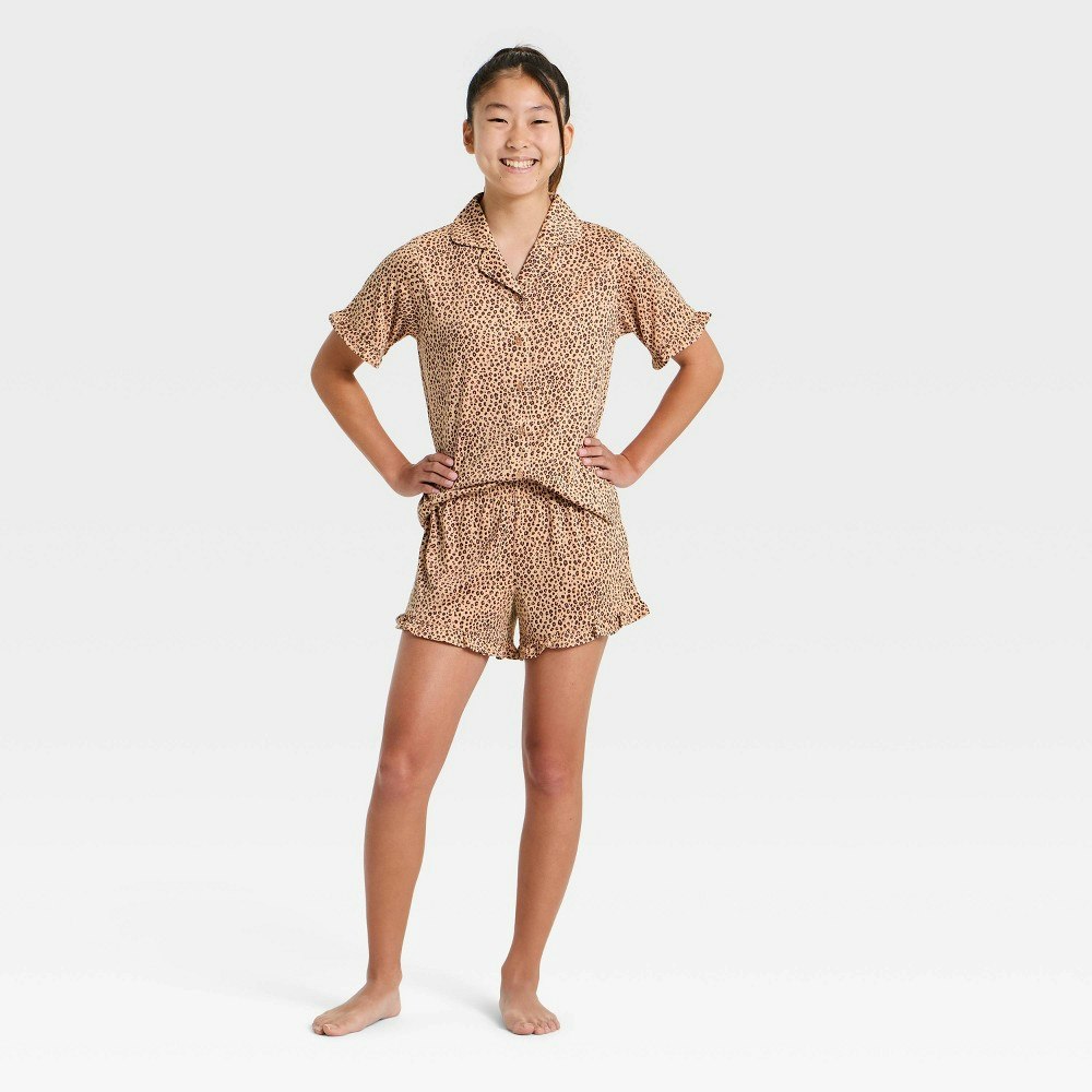 Art Class Girls' 2-Piece Leopard Button-Down Pajama Set: $18 Art Class Girls' 2-Piece Leopard Button-Down Pajama Set: $18