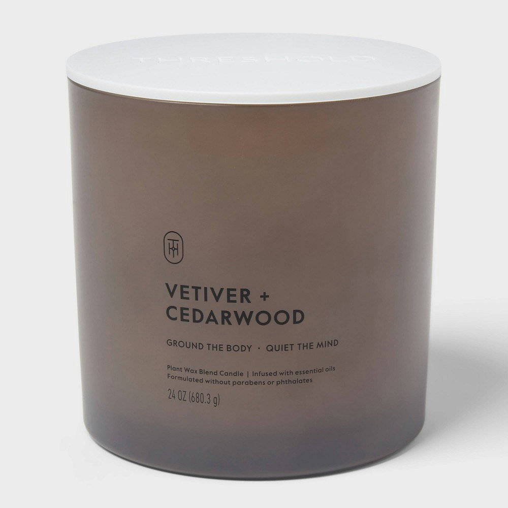 Threshold 3-Wick Vetiver and Cedarwood Jar Candle 24oz: $20 Threshold 3-Wick Vetiver and Cedarwood Jar Candle 24oz: $20