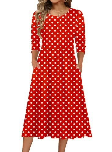 Zeagoo Women's 3/4 Sleeve Casual Midi Dress: $30.58 Zeagoo Women's 3/4 Sleeve Casual Midi Dress: $30.58