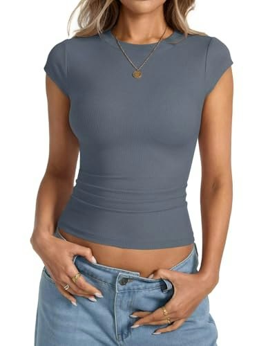 EasyGala Women's Cap Sleeve Ribbed Crew Neck Shirt: $9.73 EasyGala Women's Cap Sleeve Ribbed Crew Neck Shirt: $9.73