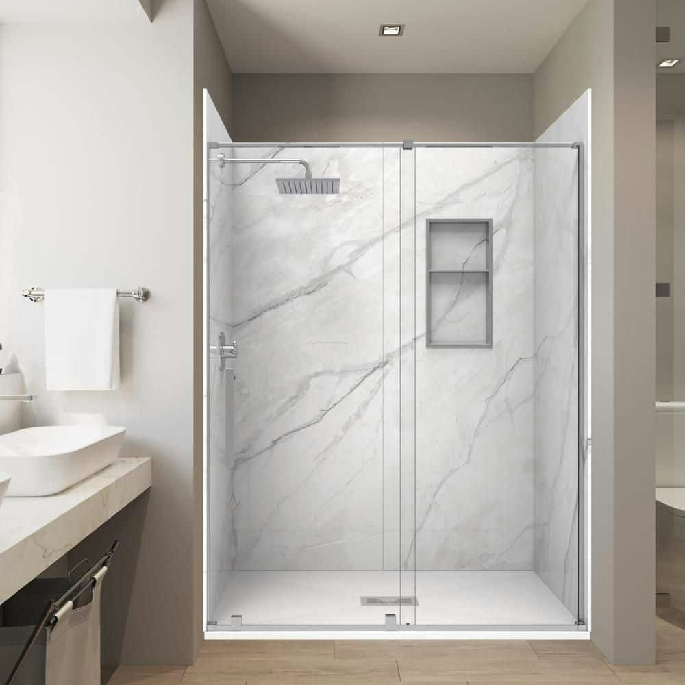 36" x 60" x 84" Solid Composite Stone Alcove Shower Wall and Base Kit: $3,099 36" x 60" x 84" Solid Composite Stone Alcove Shower Wall and Base Kit: $3,099