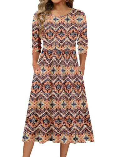 Zeagoo Women's 3/4 Sleeve Floral Midi Dress: $30.59 Zeagoo Women's 3/4 Sleeve Floral Midi Dress: $30.59