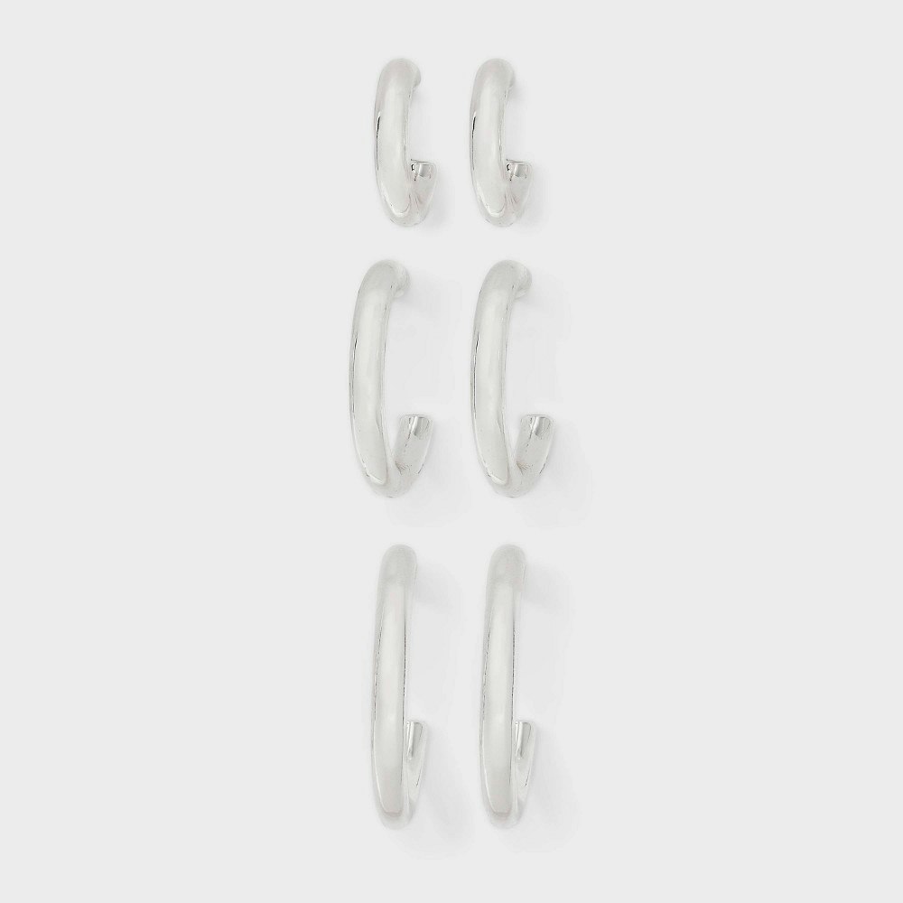 Rhodium Classic Hoop Earring 3-Piece Set: $7.99