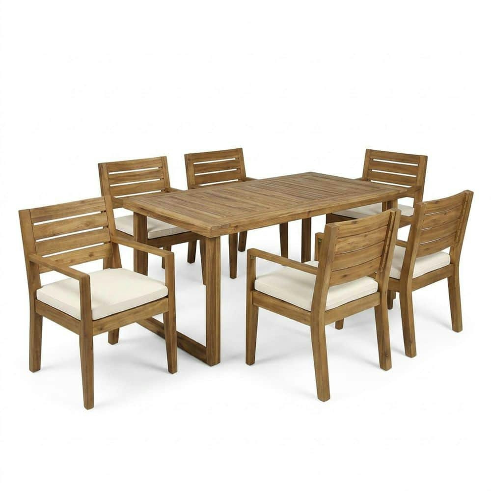 7-Piece Natural Solid Wood Outdoor Dining Set: $1,327 7-Piece Natural Solid Wood Outdoor Dining Set: $1,327