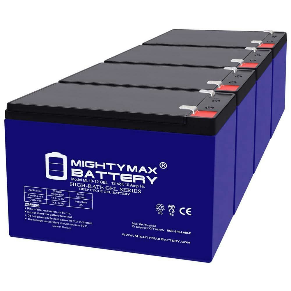 12-Volt 10Ah Gel F2 Replacement Battery 4-Pack: $109.99
