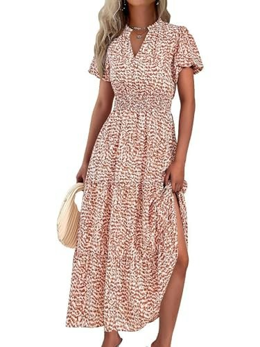 Mascomoda Women's V-Neck Puff Sleeve Floral Maxi Dress: $28.04 Mascomoda Women's V-Neck Puff Sleeve Floral Maxi Dress: $28.04