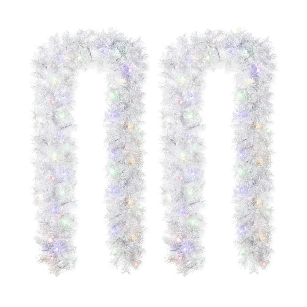 9-Foot Pre-Lit Snow Flocked White Pine Christmas Garland 2-Pack: $109