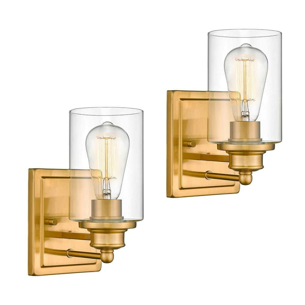 Farmhouse 6.4-Inch 1-Light Gold Bathroom Vanity Light 2-Pack: $67.14