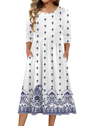 Zeagoo Women's Floral A-Line Midi Dress: $30.58