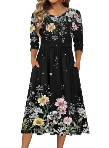 Zeagoo Women's 3/4 Sleeve Empire Waist Floral Midi Dress: $30.58 Zeagoo Women's 3/4 Sleeve Empire Waist Floral Midi Dress: $30.58