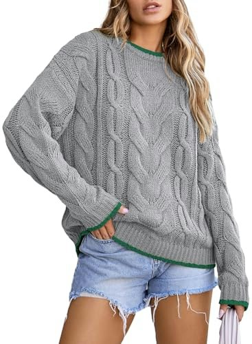 Evaless Women's Cable Knit Chunky Pullover Sweater: $29.98