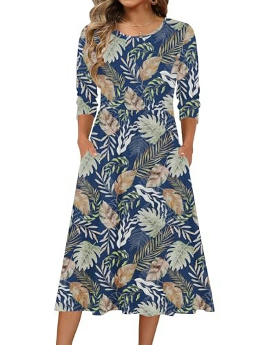 Zeagoo Women's 3/4 Sleeve A-Line Midi Sundress: $22.93 Zeagoo Women's 3/4 Sleeve A-Line Midi Sundress: $22.93