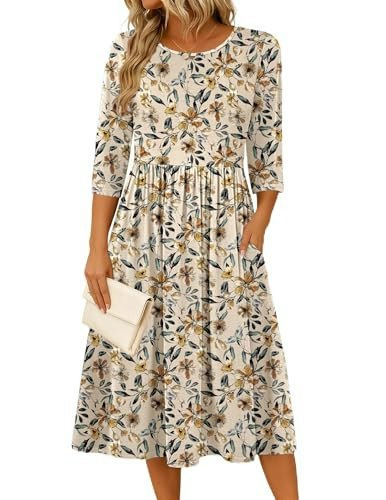 Zeagoo Women's Floral 3/4 Sleeve Midi Dress: $28.03 Zeagoo Women's Floral 3/4 Sleeve Midi Dress: $28.03