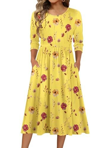 Zeagoo Women's 3/4 Sleeve A-Line Floral Dress: $30.58 Zeagoo Women's 3/4 Sleeve A-Line Floral Dress: $30.58