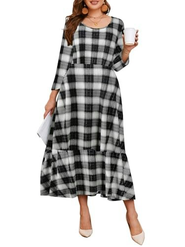 Larace 3/4 Sleeve Plus Size Dress with Pockets: $30.59