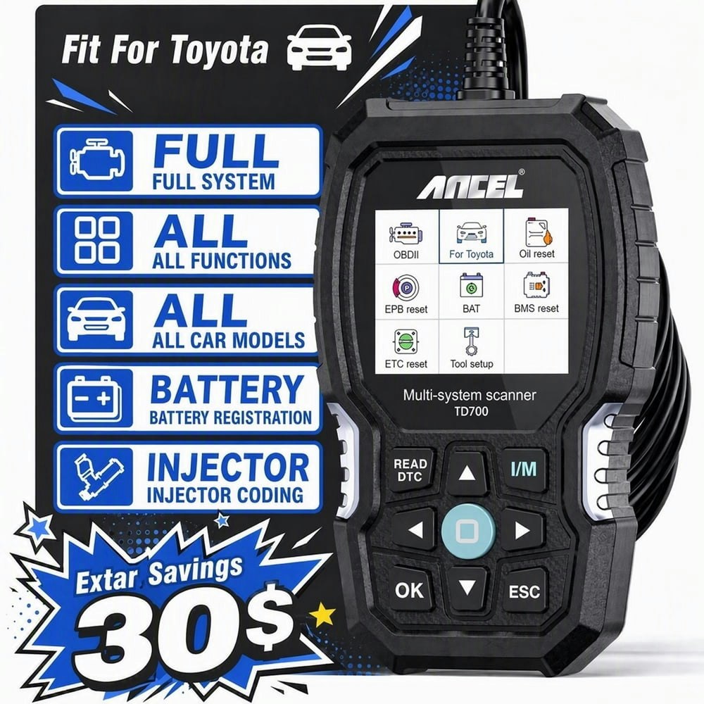 Ancel TD700 Full System OBD2 Diagnostic Scanner: $125.99