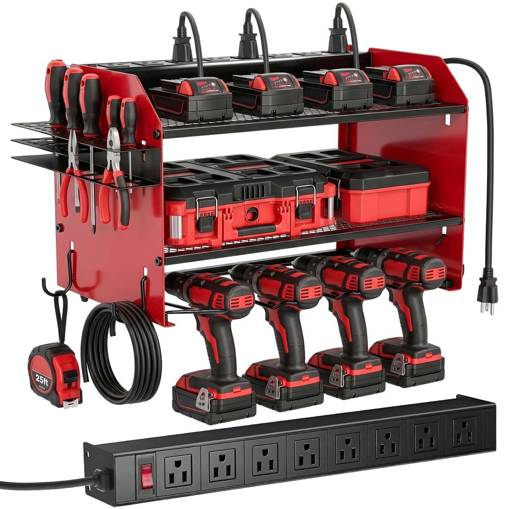 Catgood Wall Mount Power Tool Organizer 8-Outlet Charging Station: $43.99