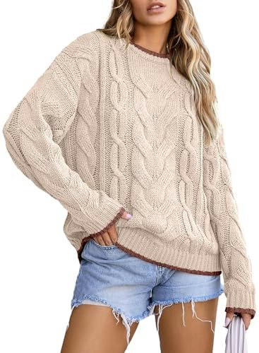 Evaless Women's Cable Knit Chunky Pullover Sweater: $26.98 Evaless Women's Cable Knit Chunky Pullover Sweater: $26.98