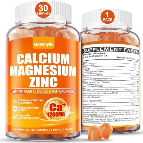 Calcium 1,200mg and Vitamin D3 Gummies: $19.48