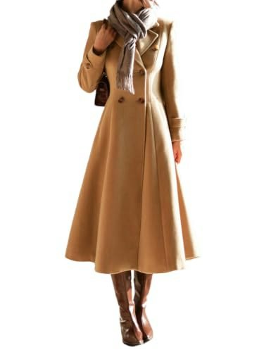 Idealsanxun Women's Double Breasted Wool Trench Coat: $55.97