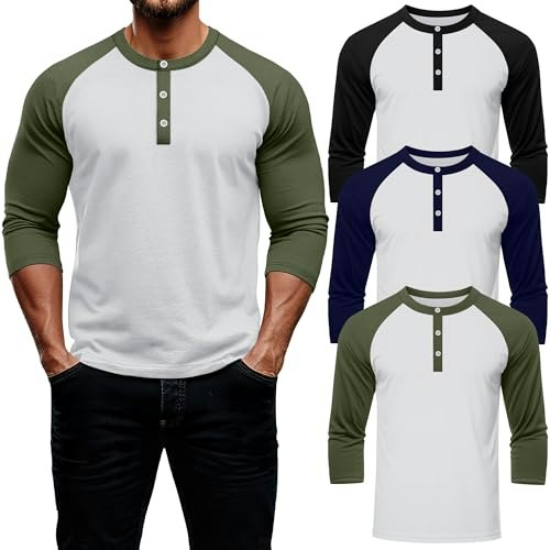 August Alley Men's 3/4 Sleeve Baseball Henley Shirt 3-Pack: $39.09 August Alley Men's 3/4 Sleeve Baseball Henley Shirt 3-Pack: $39.09