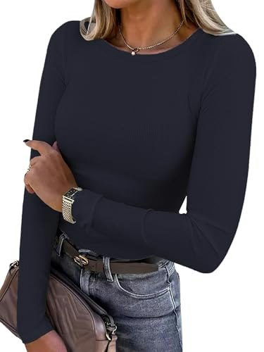 Women's Long Sleeve Rib-Knit Slim Fit Crewneck Shirt: $5.91 Women's Long Sleeve Rib-Knit Slim Fit Crewneck Shirt: $5.91