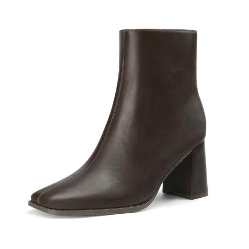 Athlefit Women's Square Toe Chunky Heel Ankle Boots: $38.98