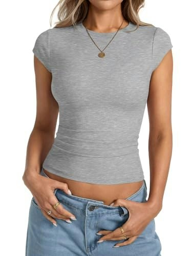 EasyGala Women's Cap Sleeve Ribbed Crew Neck Shirt: $9.73 EasyGala Women's Cap Sleeve Ribbed Crew Neck Shirt: $9.73
