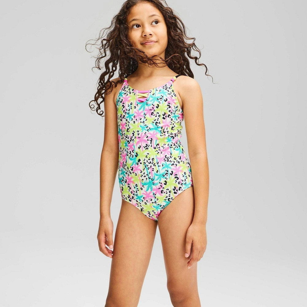 Cat & Jack Girls' Leopard Palm Tree One-Piece Swimsuit XL Plus: $20 Cat & Jack Girls' Leopard Palm Tree One-Piece Swimsuit XL Plus: $20