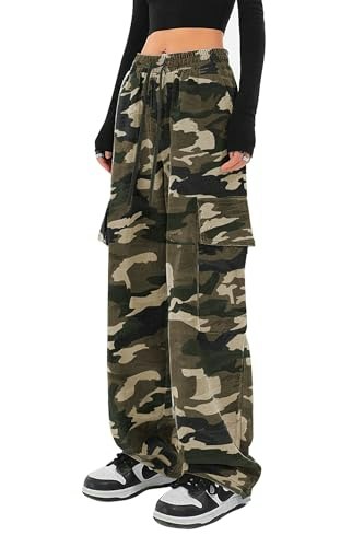 Seseragi Women's Wide Leg Baggy Cargo Pants: $25.49