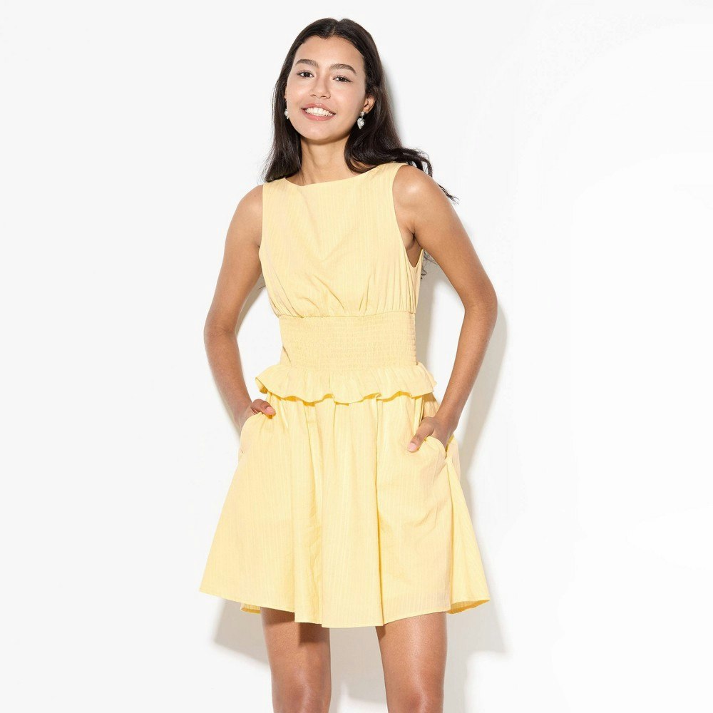 Women's Sleeveless Smocked Waist Mini Dress: $30