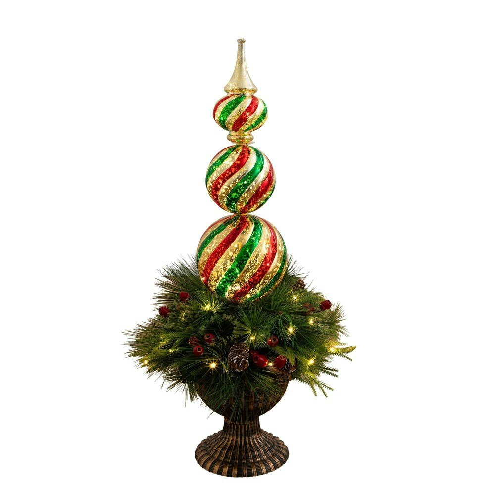 Nearly Natural 3-Foot Pre-Lit Mixed Pine Topiary Tree: $119.99