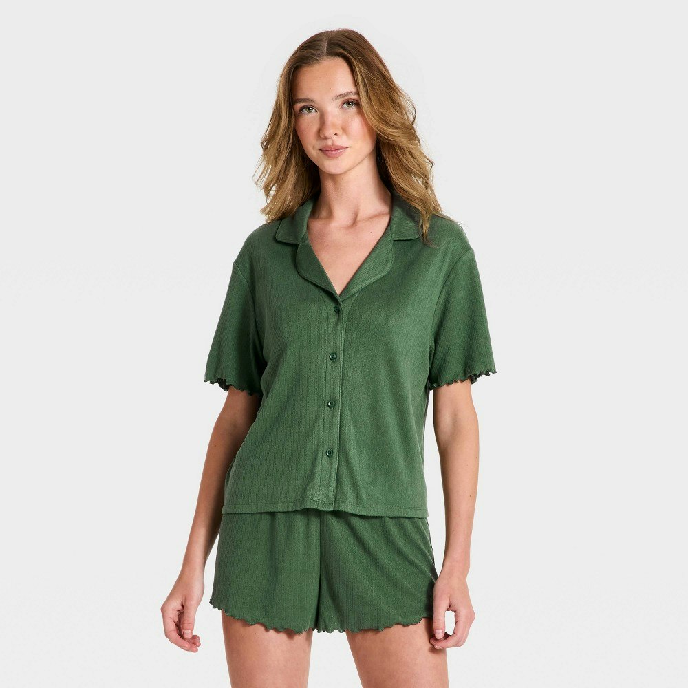 Women's Pointelle Notch Collar Pajama Set: $25 Women's Pointelle Notch Collar Pajama Set: $25