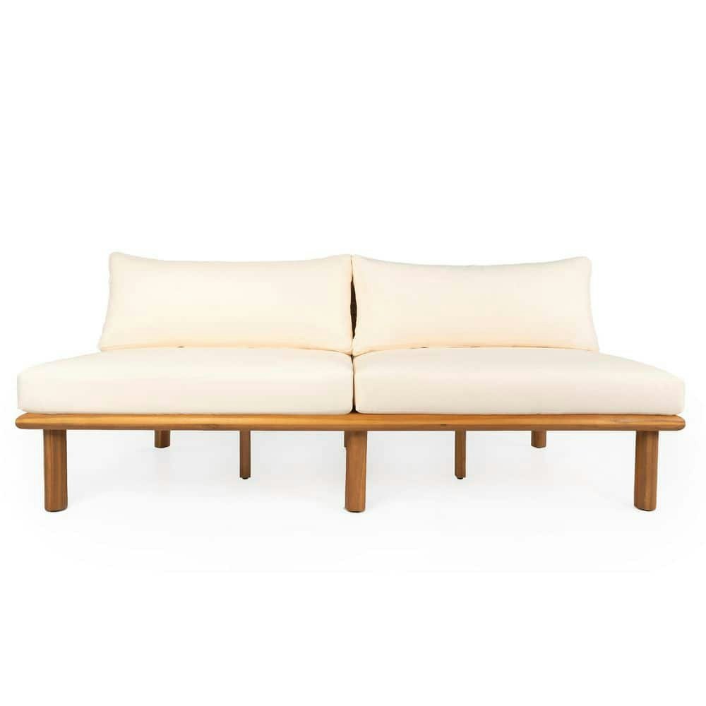 Gabriel Modern Teak Finish Solid Wood Outdoor Loveseat: $448 Gabriel Modern Teak Finish Solid Wood Outdoor Loveseat: $448