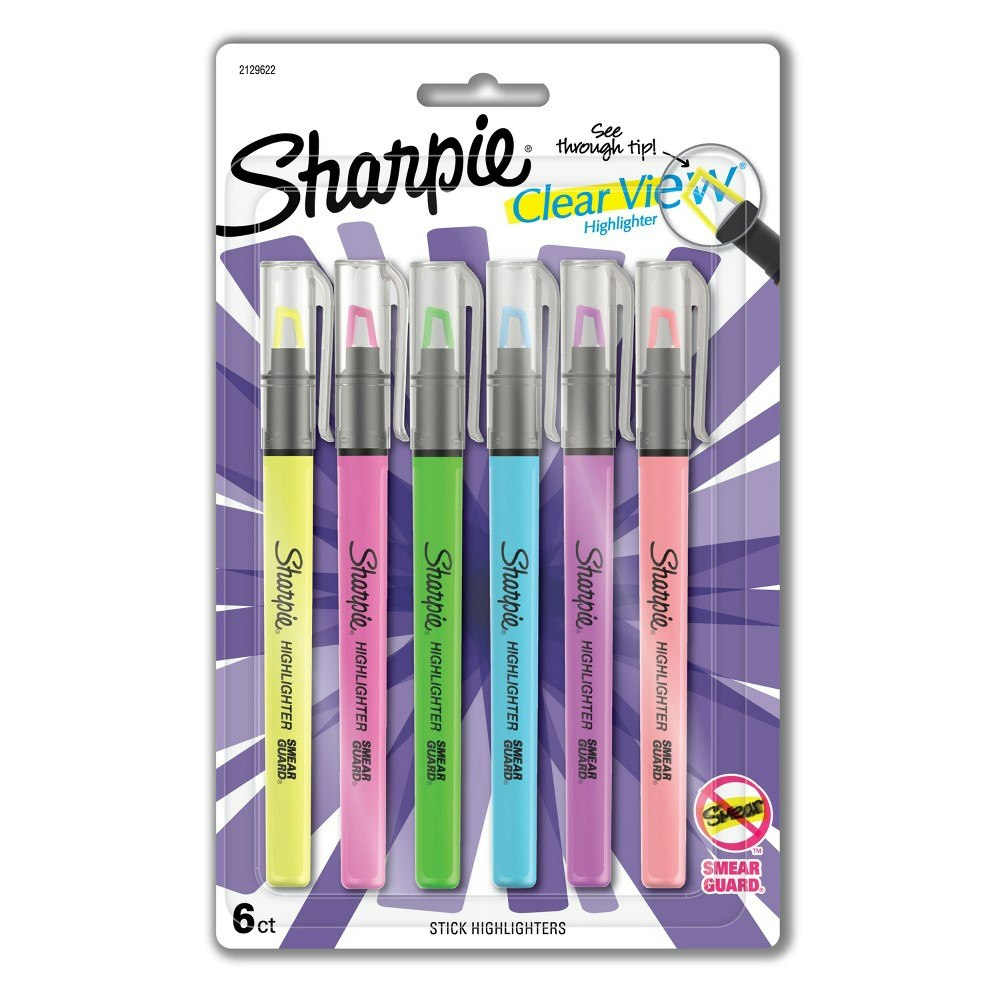 Sharpie Clear View Chisel Tip Highlighter 6-Pack: $10.49