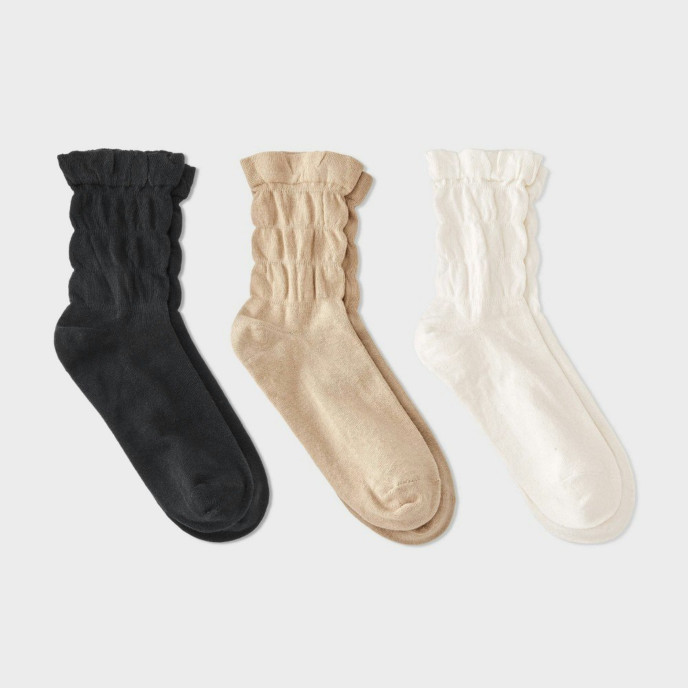 A New Day Women's Ruched Crew Socks 3-Pack: $10 A New Day Women's Ruched Crew Socks 3-Pack: $10