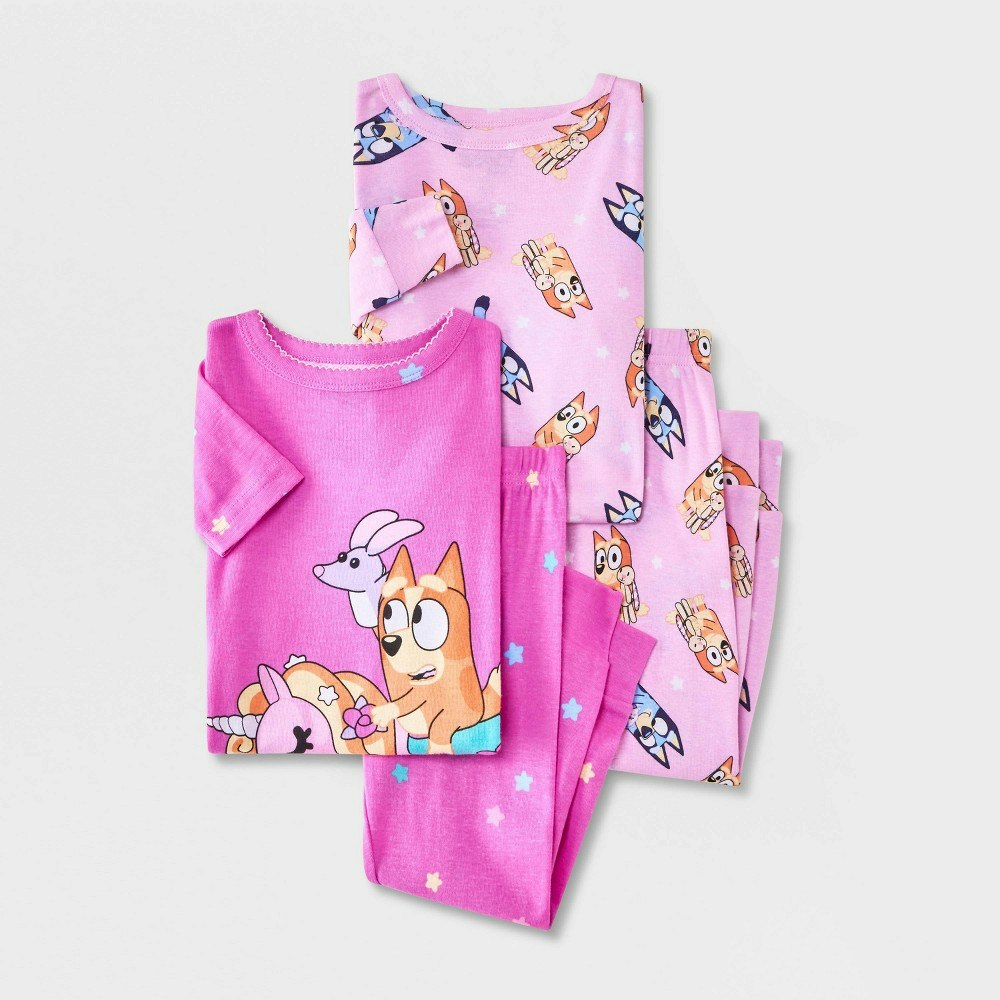 Toddler Girls' Bluey 4-Piece Cotton Pajama Set: $18