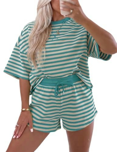 Ecosunny Women's Striped 2-Piece Lounge Set: $25.49 Ecosunny Women's Striped 2-Piece Lounge Set: $25.49