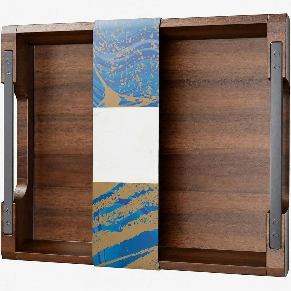 17-Inch Acacia Wood Serving Tray with Metal Handles: $149.98