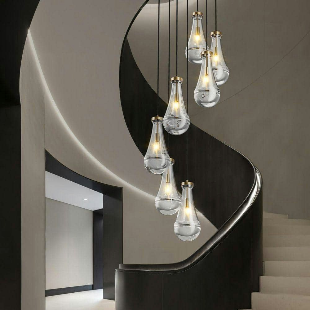 7-Light Modern Gold Raindrop Glass Chandelier: $988.99