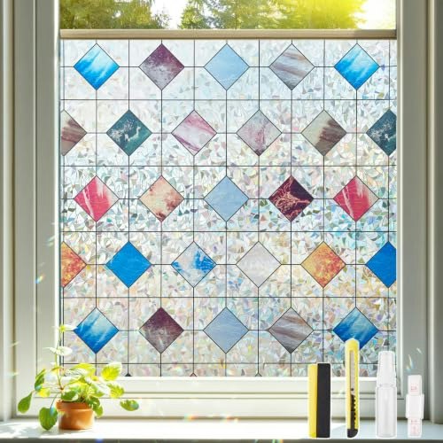 Lemon Cloud Stained Glass Window Privacy Film 23.6" x 157.4": $25.15